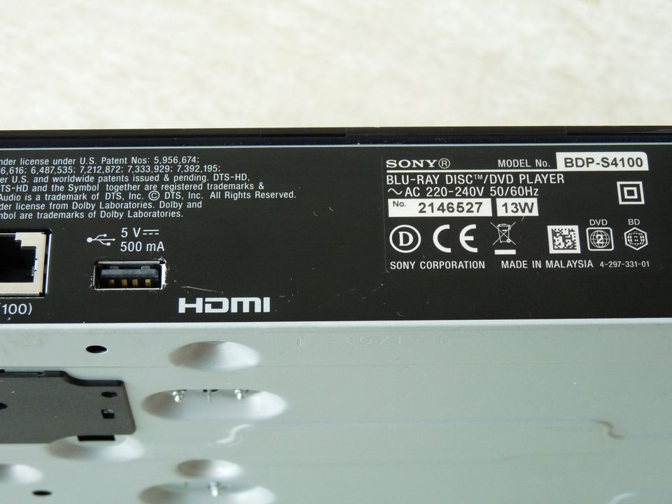 Blu Ray DVD Player Sony BDP-S4100, Spieler, 3D fähig, HDMI, USB in Bergisch Gladbach