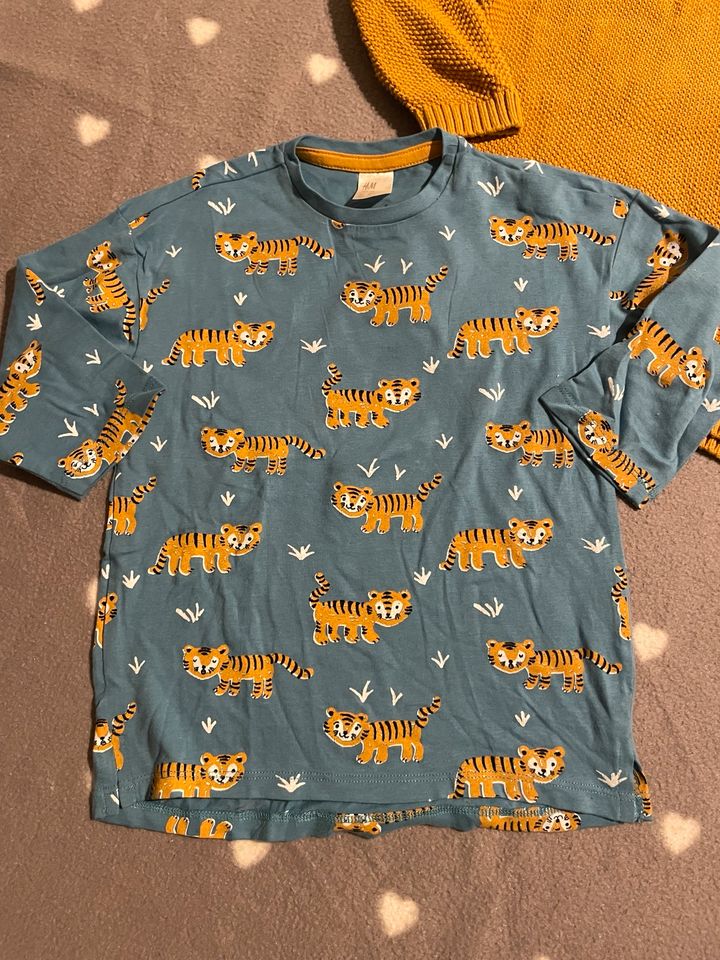 Set Pulli langarm Shirt senfgelb blau Tiger 86 92 in Kempten