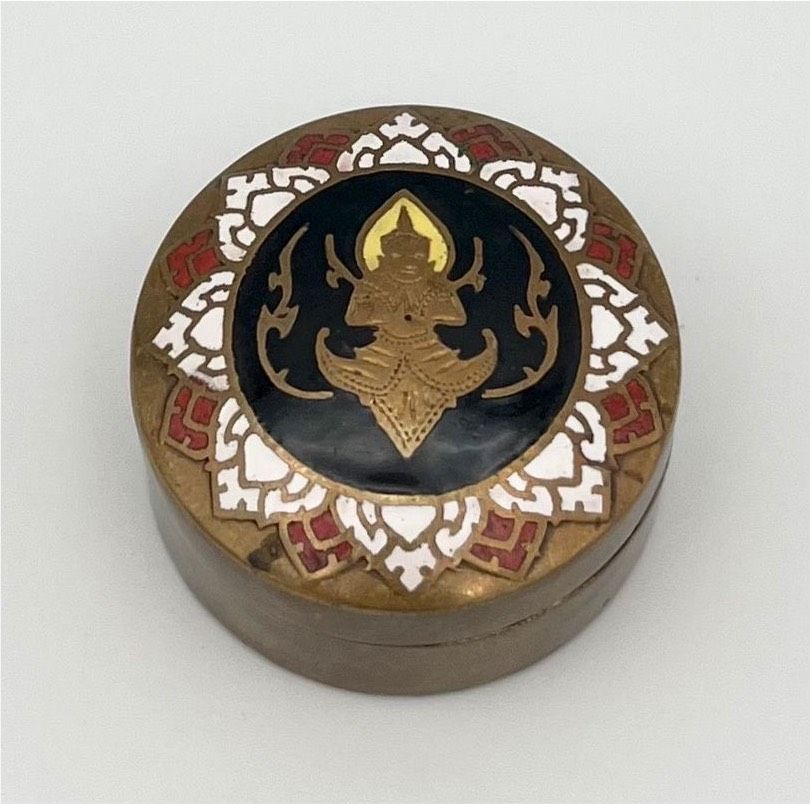 Vintage Pillendose Antik Schmuckbox Gottheit Siam Thai Schatulle in Schwerin