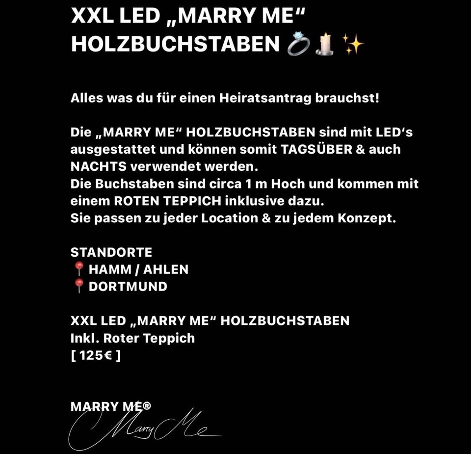 XXL „MARRY ME“ HOLZBUCHSTABEN in Ahlen