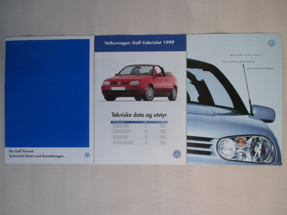 Prospekt VW Golf III / 3 / Cabrio / Variant / GTI / VR6 in Schacht-Audorf