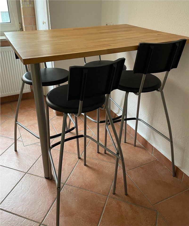 Küchentisch/Wandtisch/Tresentisch + 4 Stühle/Barhocker schwarz in Kiel