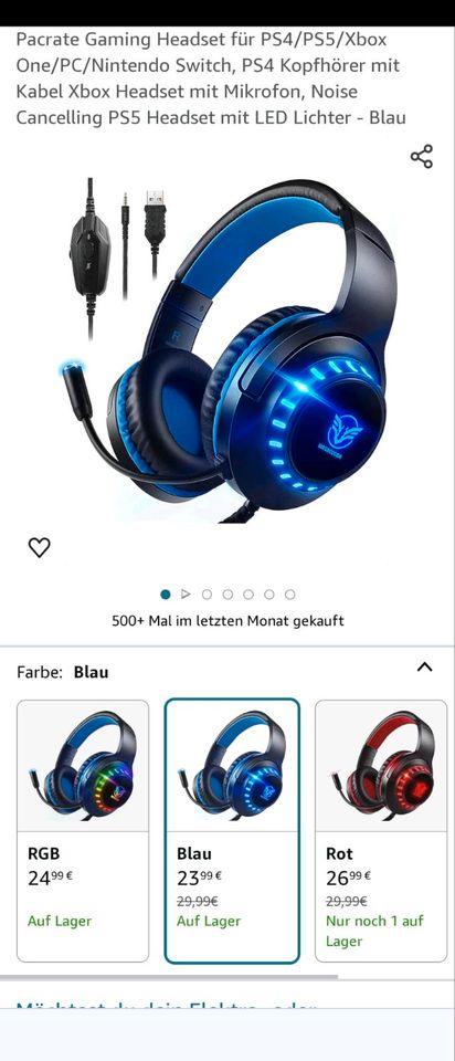 Pacrate Gaming Headset für PS4/PS5/Xbox One/PC/Nintendo Switch, P in Röthenbach