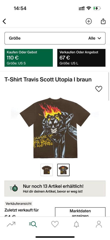 Travis Scott Utopia T-Shirt Braun in Kassel