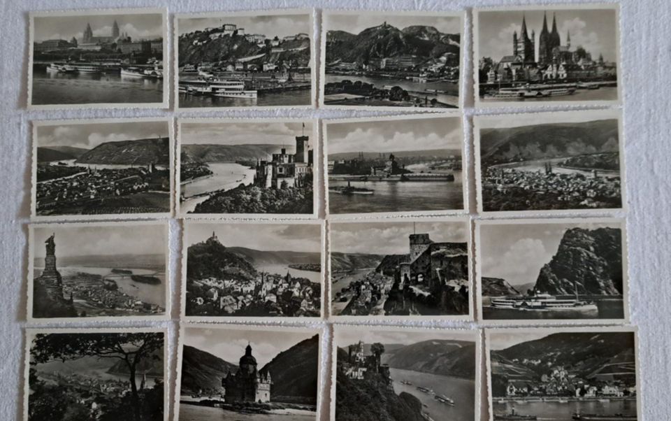 DER RHEIN von Mainz bis Köln 16 Kleinphotos schwarz weiß um 1930 in Cavertitz