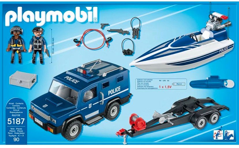 Kinder ❣️Playmobil 5187 Polizei-Truck mit Speedboot inkl 5159 in Stralsund