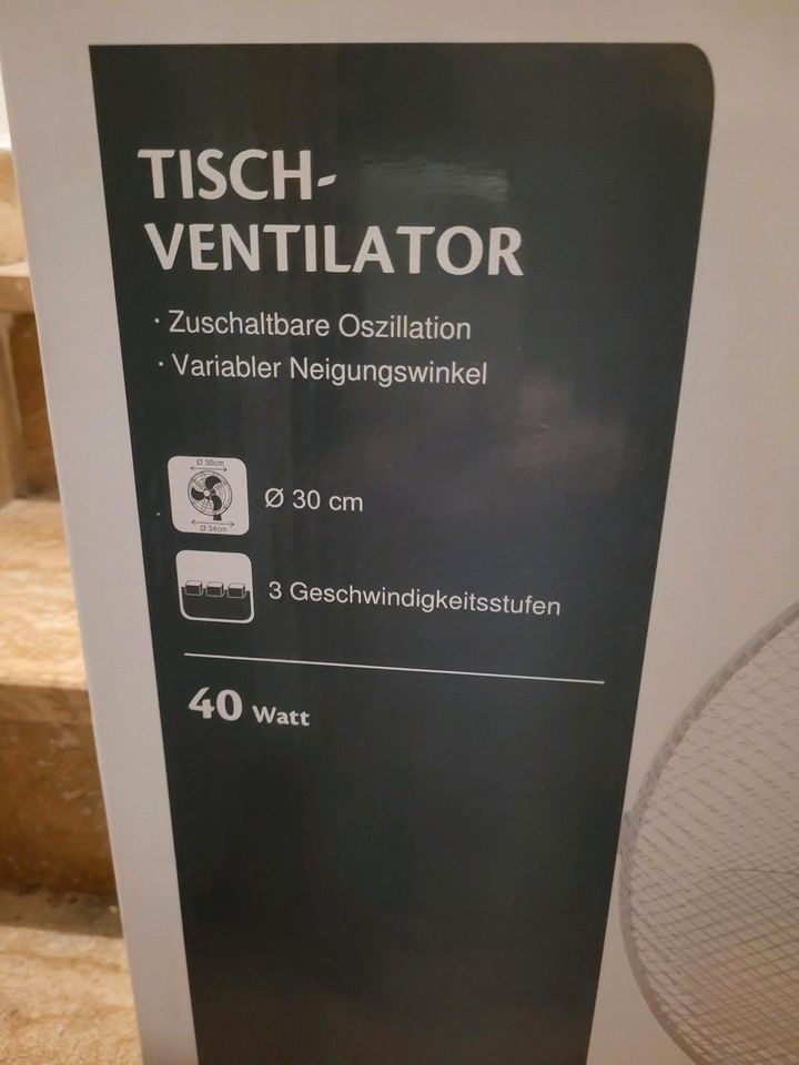 Alaska Ventilator Tischventilator 30 cm Durchmesser weiß Neu in Weingarten