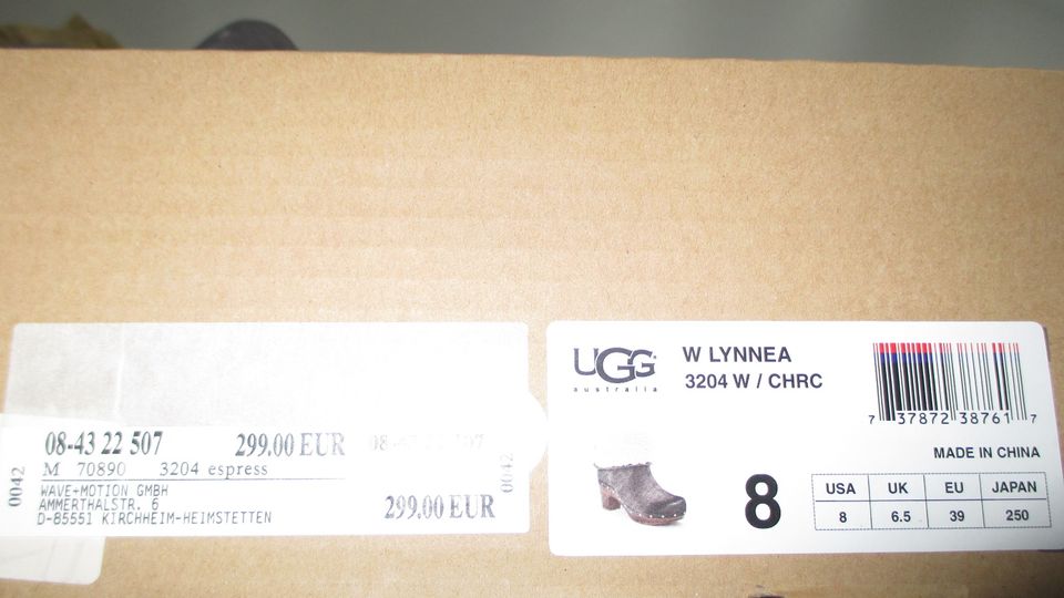 UGG Boots Stiefeletten Holzclogs Lammfell grau Leder neuw. Gr.39 in Berlin