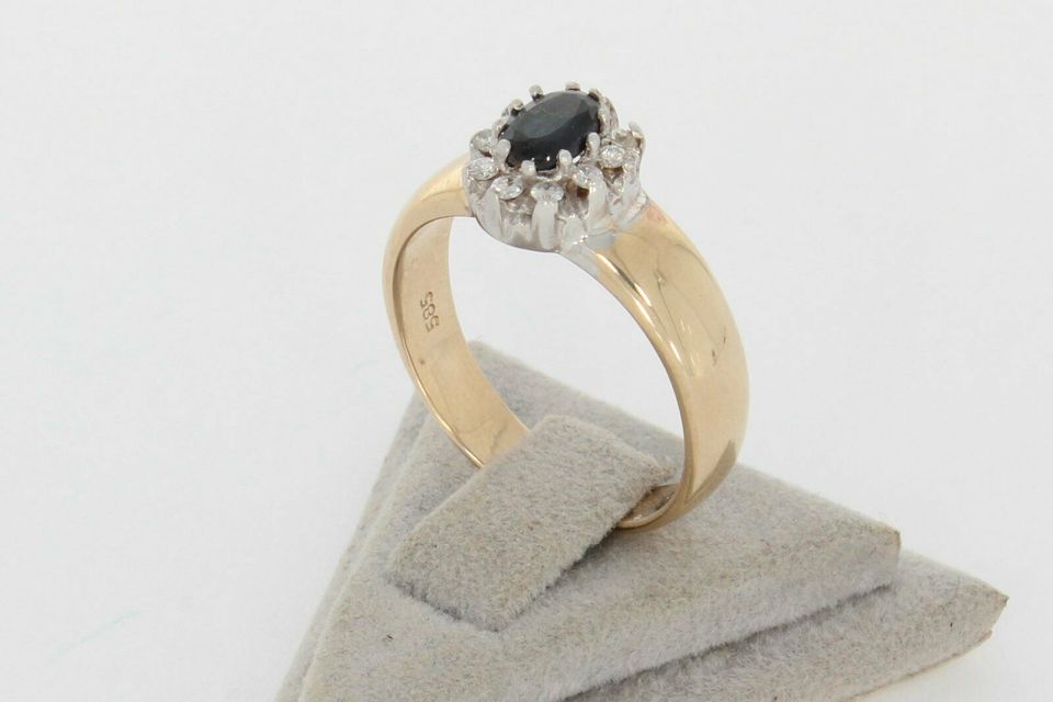 SALE! WERT 1250 € BRILLANT SAPHIR RING 14K GELBGOLD vxlt 65622 in Essen