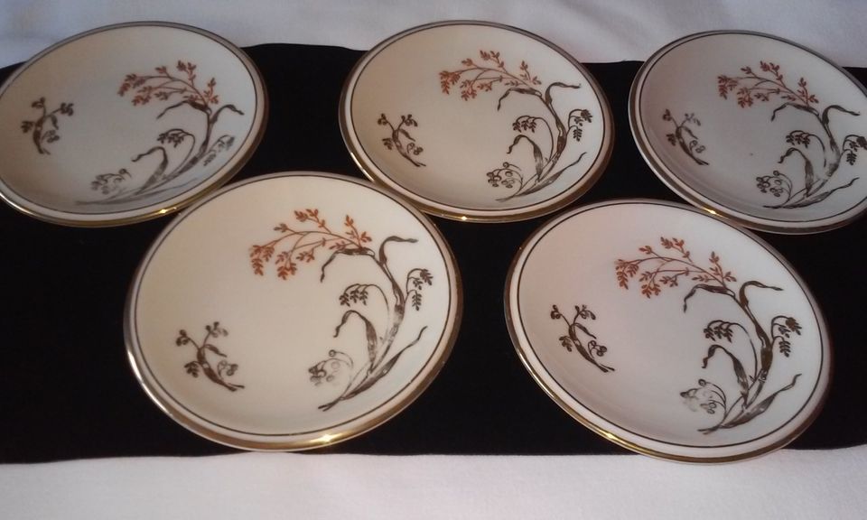 5x Winterling Bavaria "Thea" Teller Untertasse floral + Goldrand in Bad Segeberg