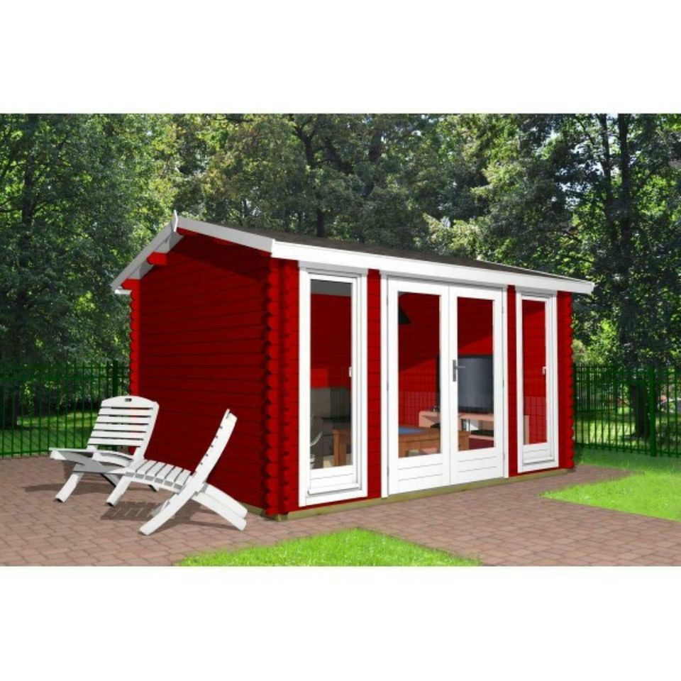 Gartenhaus Blockhaus Gerätehaus Holz 390x300cm, 40 mm, 403941 in Versmold