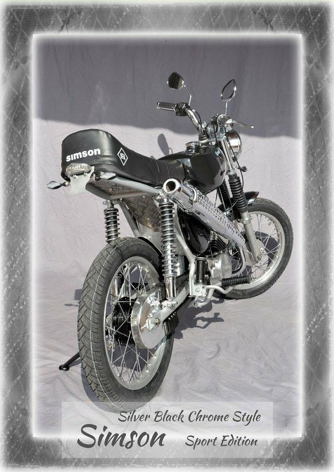 Simson S51 -NEUAUFBAU- Sport Edition - Silver Black Chrome Style in Wiehe