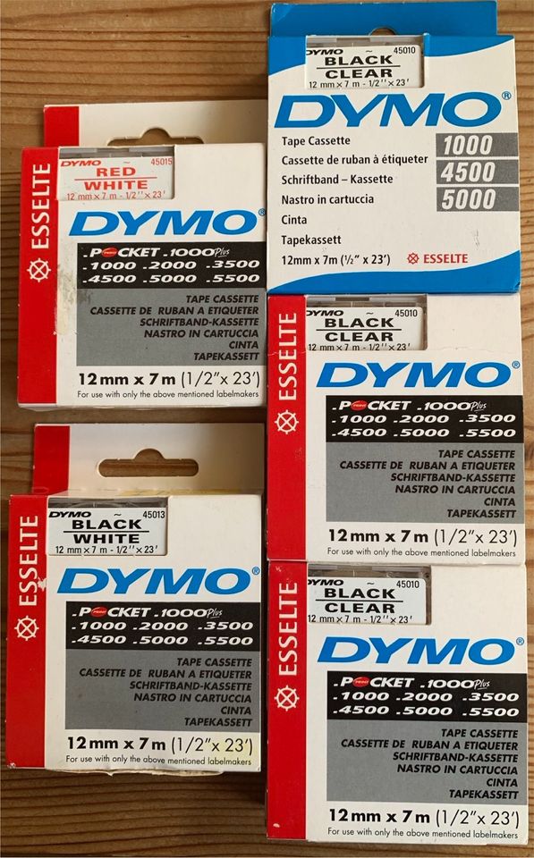 DYMO Farbbänder 12mm Tape Tapekasette Kasette 45010 45013 45015 in Rhede