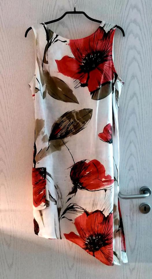 Sommerkleid Tunika Gr. M Tutta Natura weiß oliv rot 100% Leinen in Schriesheim