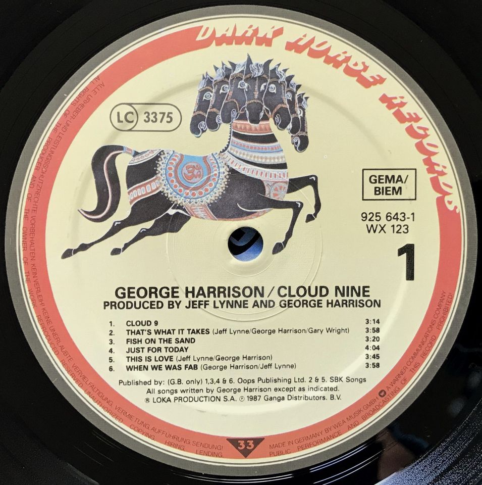 George Harrison LP  Cloud nine UK:WX 123 925643 1 1987 in Saarbrücken