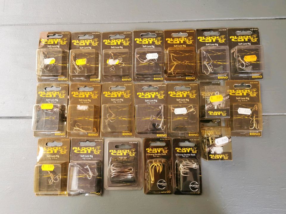 20 Pkg. RHINO BLACK CAT Soft Lure Rigs X-Strong Double Hooks Wels in Bad Bentheim