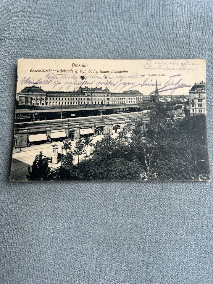Alte Postkarte vom Dresdner Bahnhof in Geist