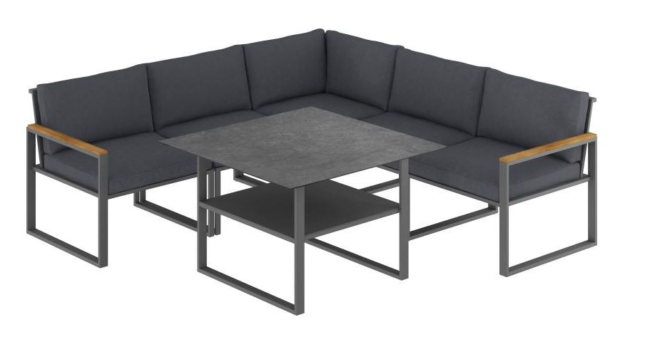 Lounge-Set mit Esstisch Piegan 6-teilig Aluminium Schwarz in Laatzen