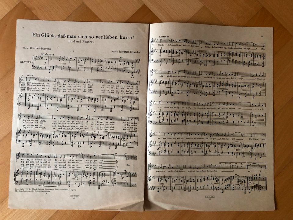 Klaviernoten + Text Rudi Schuricke Ganz leis' erklingt Musik 1947 in Detmold