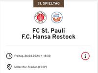 Suche ein Ticket für das Spiel St. Pauli vs Hansa Rostock Niedersachsen - Schiffdorf Vorschau