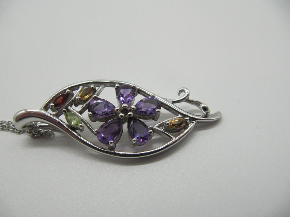 925 Silber Kette + gr. Anhänger mit Citrin Peridot Amethyst ... in Eystrup