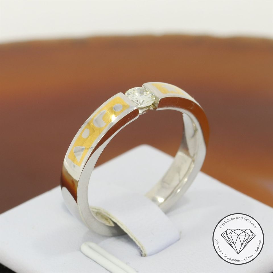 M*186274 Wert 3700,- Brillant Gold Intarsien Ring 960 Platin XXYY in Essen