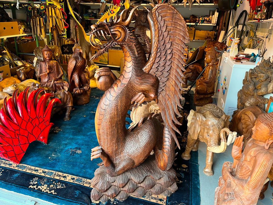 Drachen 42cm Flügel Bali Holzdrachen Holz Balidrachen Lindwurm in Essen