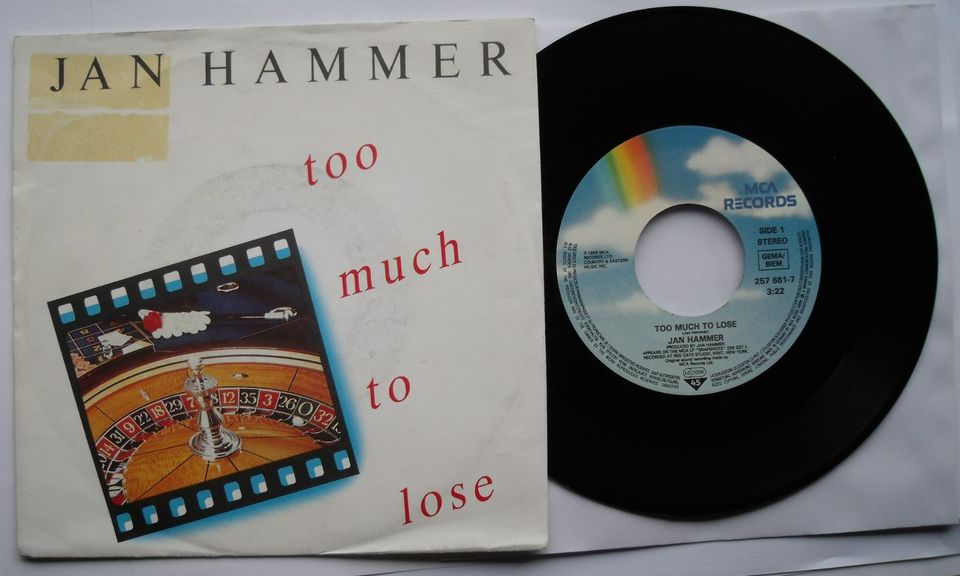 JAN HAMMER TOO MUCH TO LOSE Vinyl Single in Wesel