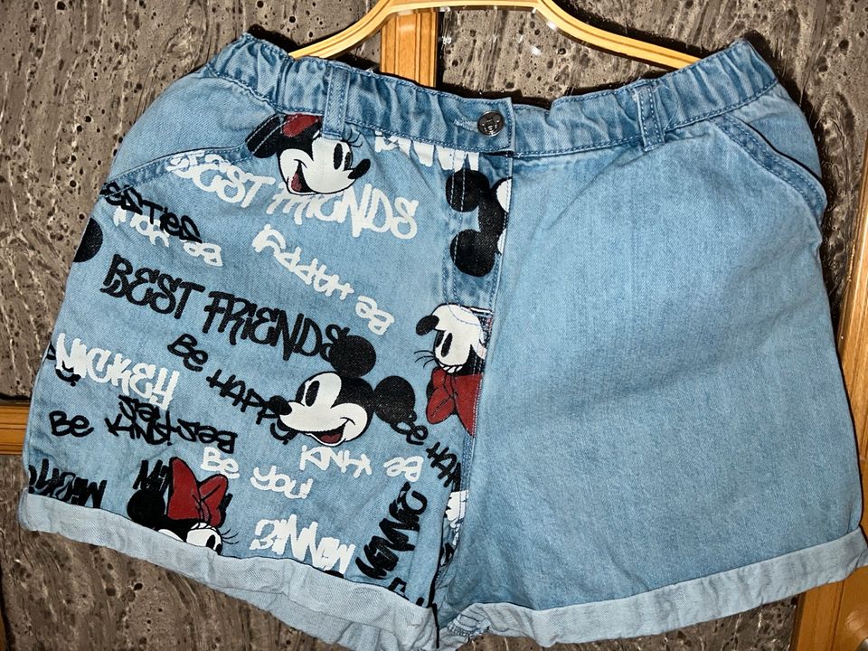 coole Jeans-Shorts mit Mickey Mouse von Next, Gr. 164/168 in Wettin-Löbejün