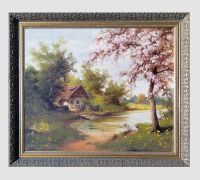 Gemälde A. Bela Gabris 71x61cm "Chalet am Fluss" Goldrahmen Rheinland-Pfalz - Simmern Vorschau