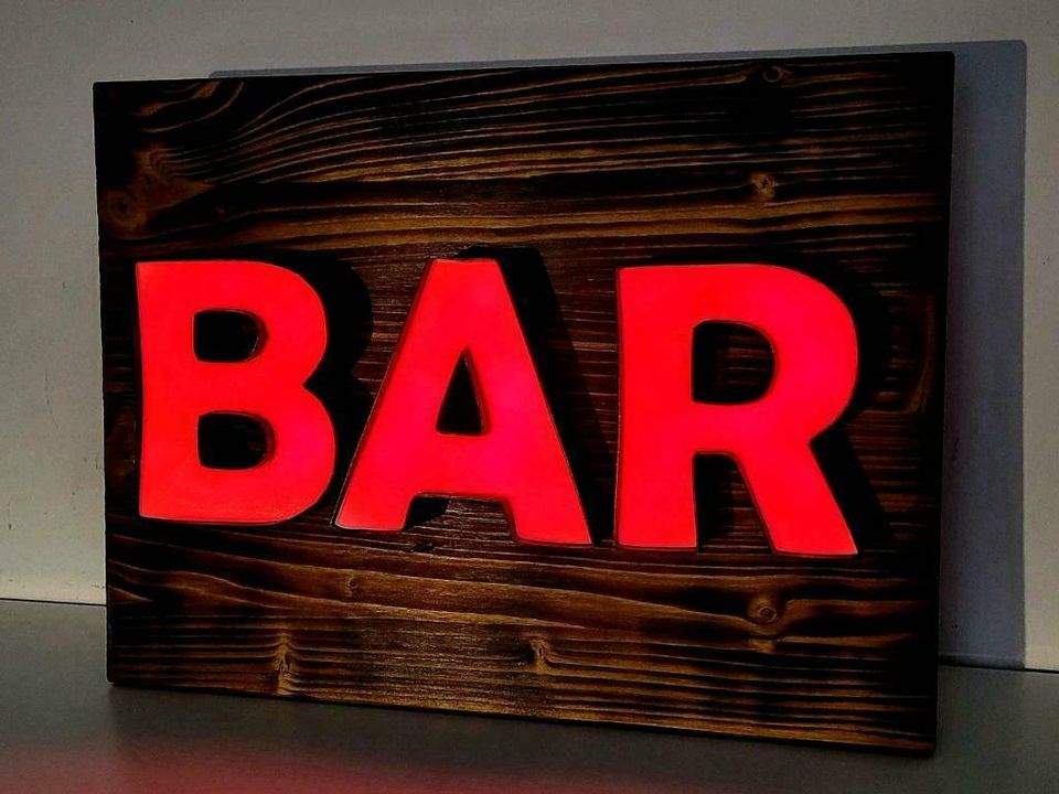 Bar  Schild Beleuchtet LED RGB Retro