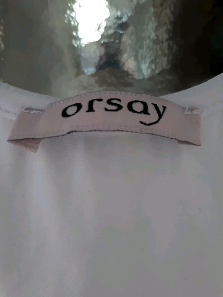 neues, weißes T-Shirt mit schwarzem Band, Orsay, XS in Rottenburg am Neckar