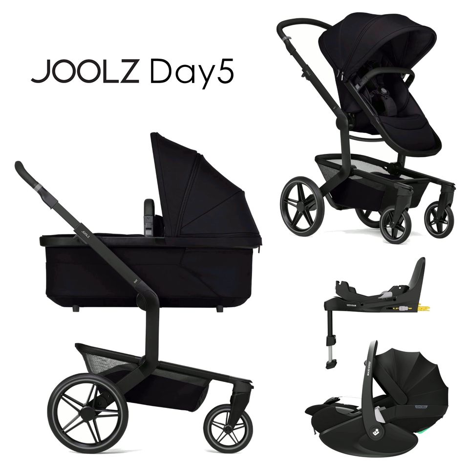 Joolz Day 5 - 4in1 Kinderwagen-Set - Space Black - inkl. Babywanne + Sportsitz + Maxi-Cosi Pebble 360 Pro 2 + FamilyFix 360 Pro + XXL-Zubehörpaket - NEU in Fulda