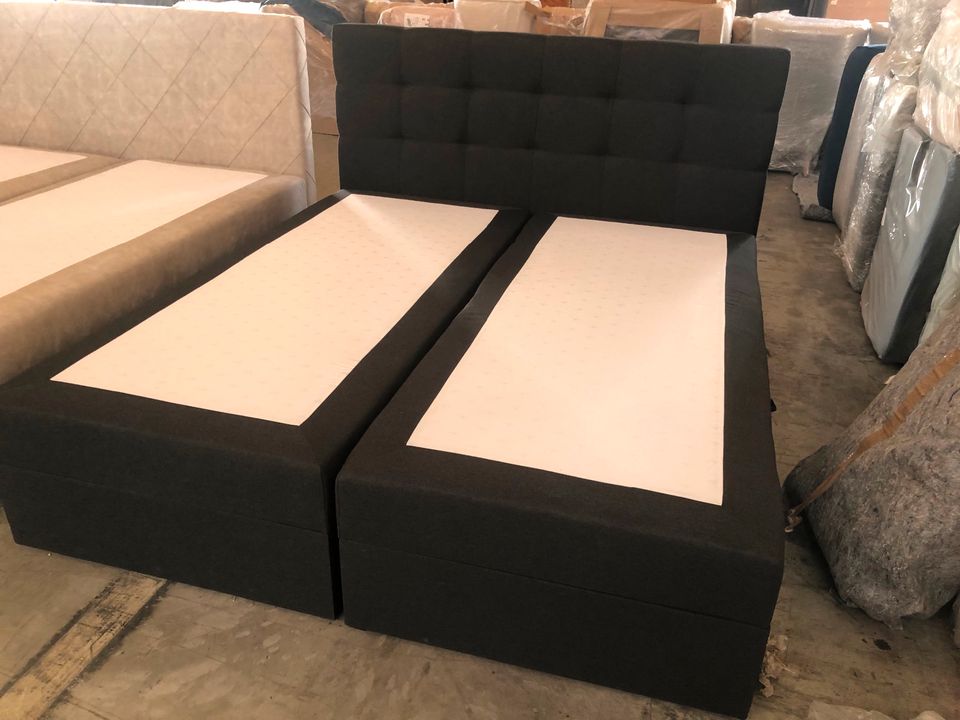 Boxspringbett 180x200 mit Bettkasten in Webstoff "Dunkelgrau" Neu in Bonn