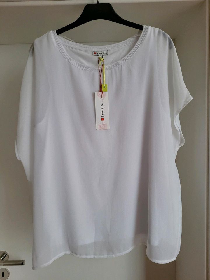 Shirt kurzarm, StreetOne, Gr.42, weiß, NEU mit Etikett in Reichertshausen