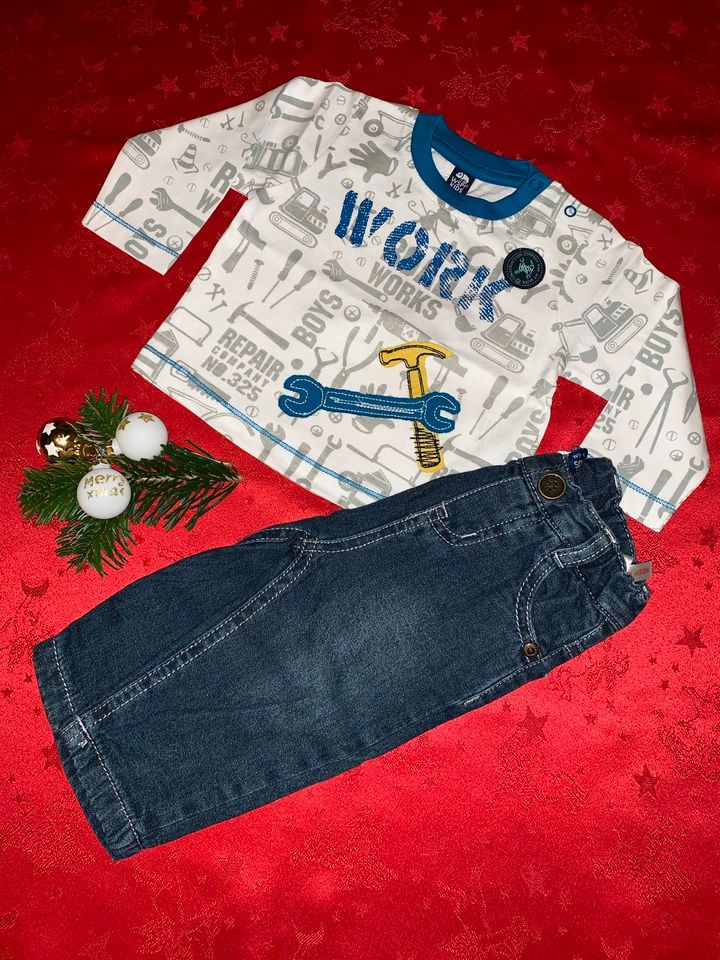 *NEU* mit Etikett WSP! Kids Langarmshirt mit Hose Jeans 68 74 in Falkenberg/Elster
