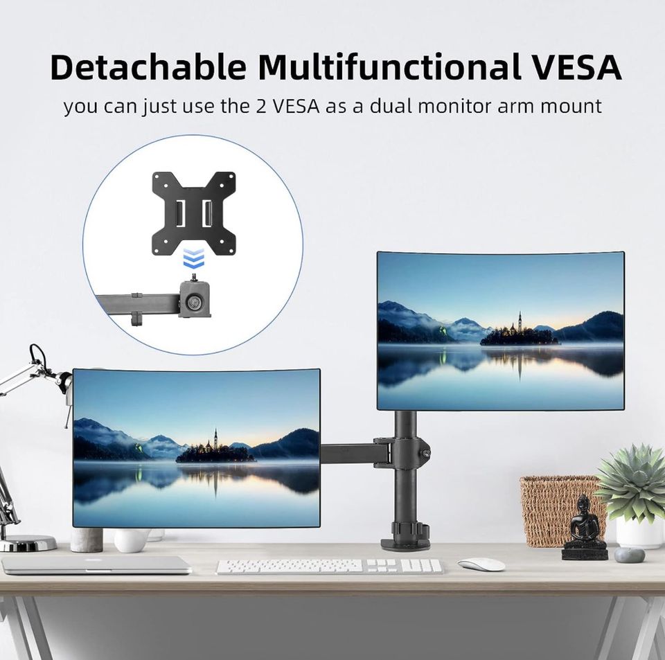 Monitor Arm mit Laptop Halterung, Dual Monitor Halterung in Wuppertal