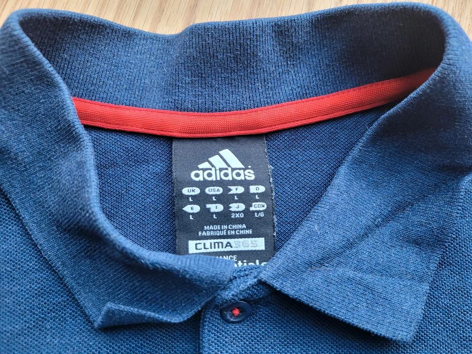 Kult-Shirt ✨️adidas✨️ Gr. L blau Streifen Polo-Shirt in Hamburg