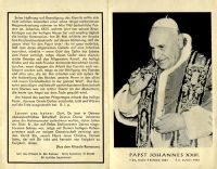 Papst Johannes XXIII. - Totenzettel Nordrhein-Westfalen - Kleve Vorschau