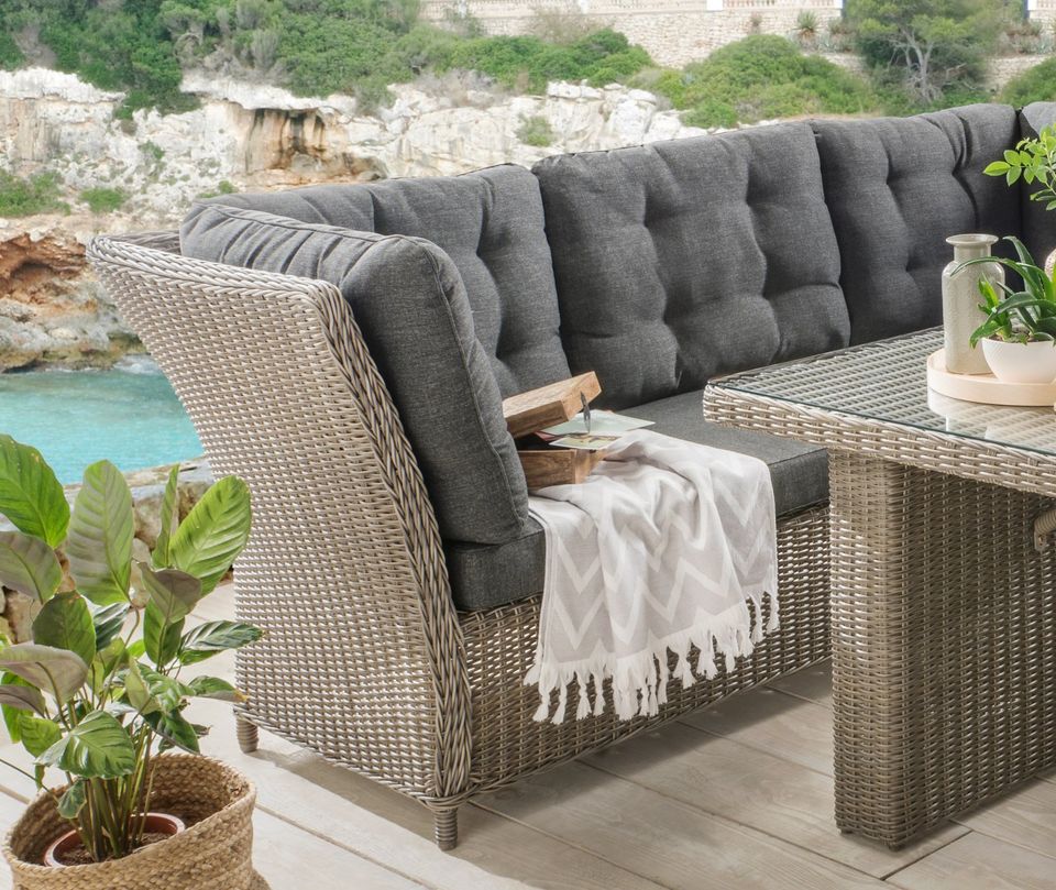 Destiny Loungegruppe Palma De Luxe Vintage Grau Polyrattan in Hollern-Twielenfleth