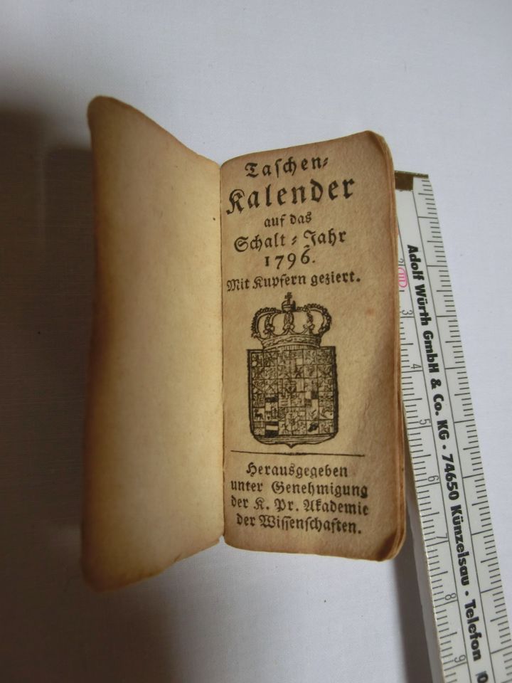 Miniatur Taschenkalender auf das Schaltjahr 1796 in Samerberg