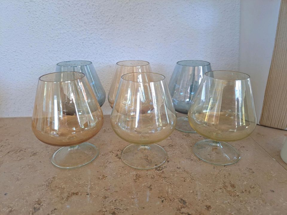 6 Retro Cognac Schwenker aus Rauchglas 60er Jahre Gläser in Stralsund