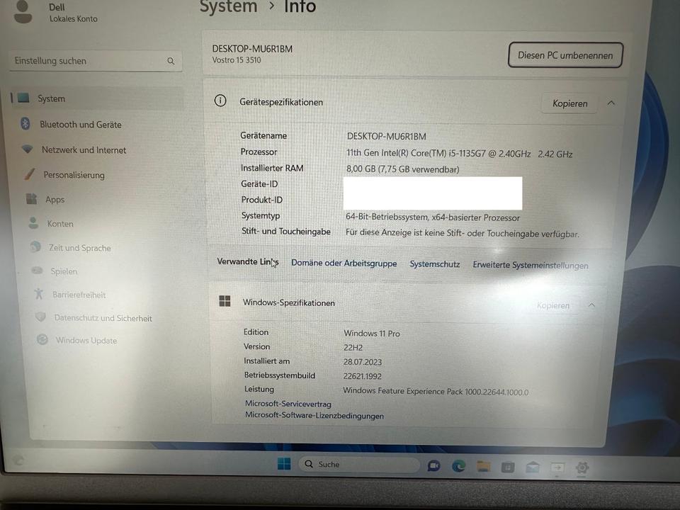 Dell Vostro 15 3510 i5-1135G7, 8GB, 15,6 Zoll, Englische Tastatur in Erfurt