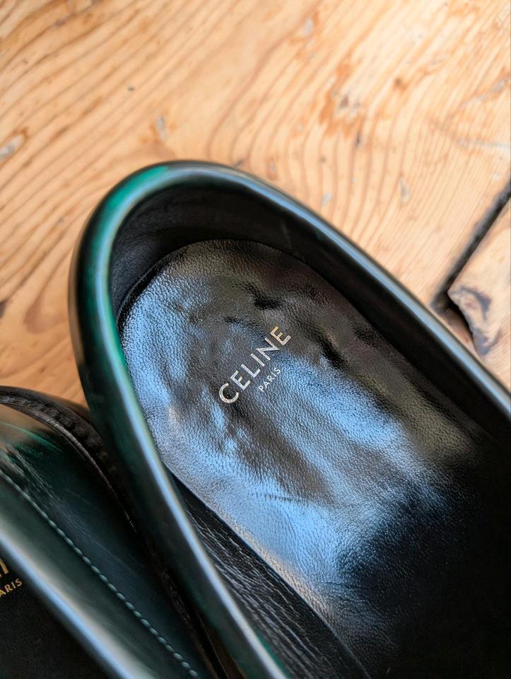 Celine Triomphe Chain Clogs Loafers Leather Green Size 41 in Berlin