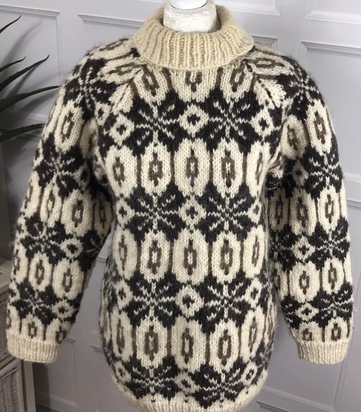 Norweger Pullover reine dicke Wolle Island handgestrickt in Stoetze