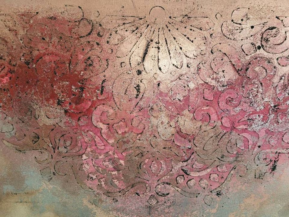 Acrylbild 100x70 "Sunset" Gemälde Mandala Unikat Boho Rosegold XL in Aulendorf