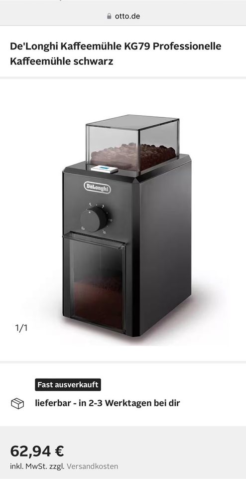 De‘Longhi professionelle elektrische Kaffeemühle KG79 in Taufkirchen