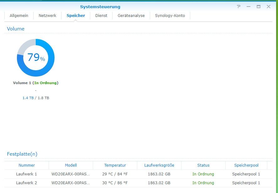 Synology DS213 NAS mit 2x2 GB in Wald