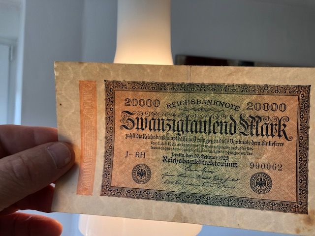 1 Stck. 20.000 Mark Reichsbanknote, 1923, Nr. 990062. in Faßberg