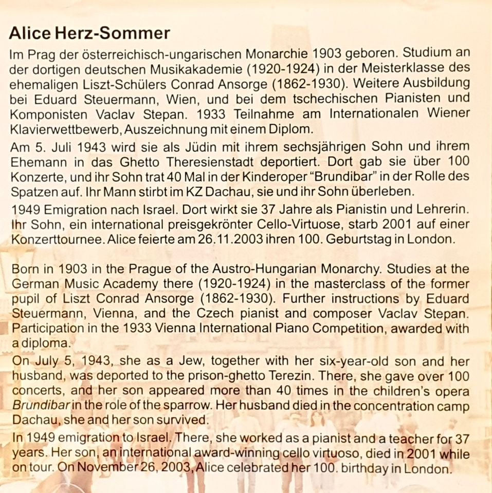 Alice Herz-Sommer Buch und CD NEU in Köln